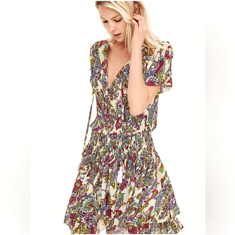 Banana republic multicolored paisley cinch waisted dress Colorful Print